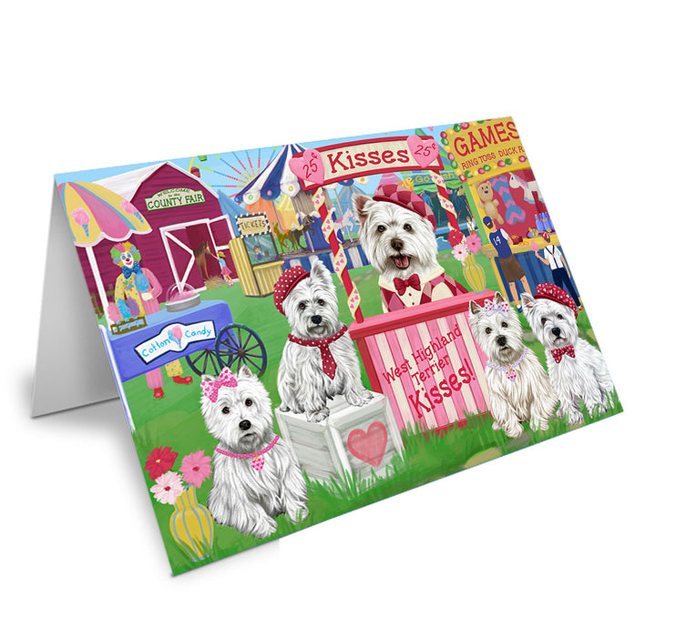 Carnival Kissing Booth West Highland Terriers Dog Handmade Artwork Assorted Pets Greeting Cards and Note Cards with Envelopes for All Occasions and Holiday Seasons GCD72662