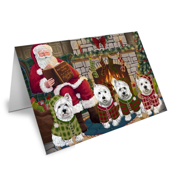 Christmas Cozy Holiday Tails West Highland Terriers Dog Handmade Artwork Assorted Pets Greeting Cards and Note Cards with Envelopes for All Occasions and Holiday Seasons GCD70712