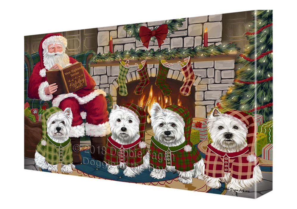Christmas Cozy Holiday Tails West Highland Terriers Dog Canvas Print Wall Art Décor CVS118520