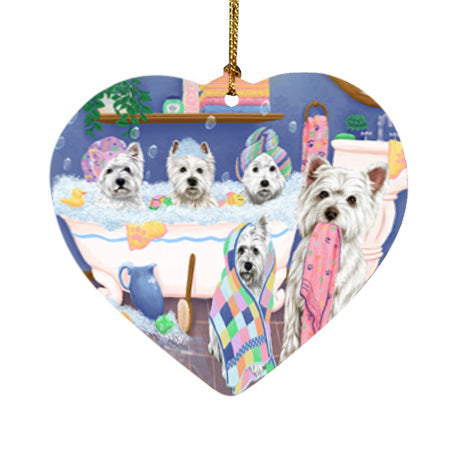 Rub A Dub Dogs In A Tub West Highland Terriers Dog Heart Christmas Ornament HPOR57190