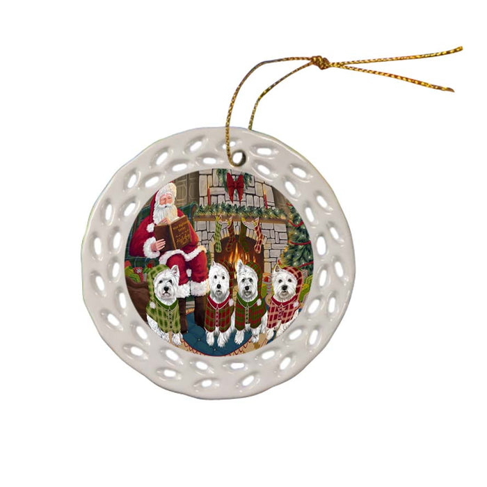 Christmas Cozy Holiday Tails West Highland Terriers Dog Ceramic Doily Ornament DPOR55755