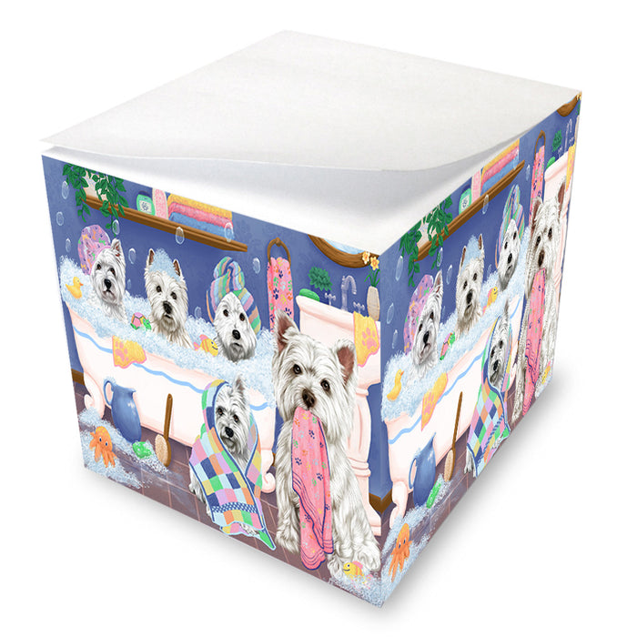 Rub A Dub Dogs In A Tub West Highland Terriers Dog Note Cube NOC54906