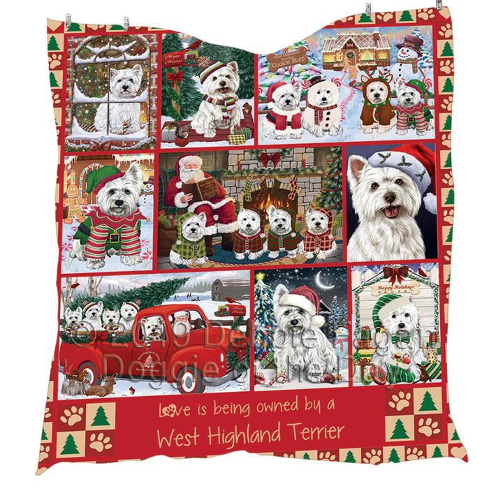 Love is Being Owned Christmas West Highland Terrier Dogs Quilt