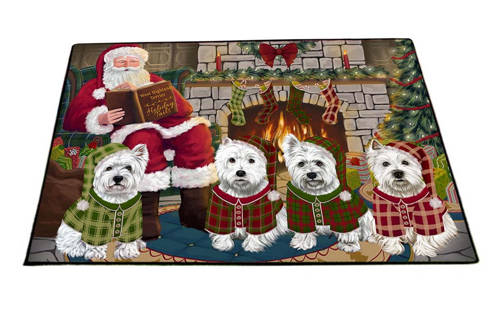 Christmas Cozy Holiday Tails West Highland Terriers Dog Floormat FLMS52788