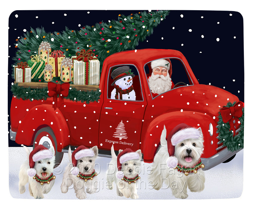 Christmas Express Delivery Red Truck Running West Highland Terrier Dogs Blanket BLNKT142008