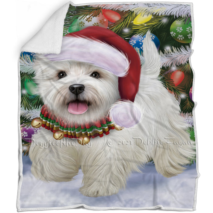 Trotting in the Snow West Highland White Terrier Dog Blanket BLNKT131259