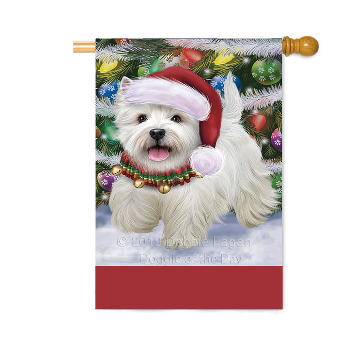 Personalized Trotting in the Snow West Highland White Terrier Dog Custom House Flag FLG-DOTD-A60868