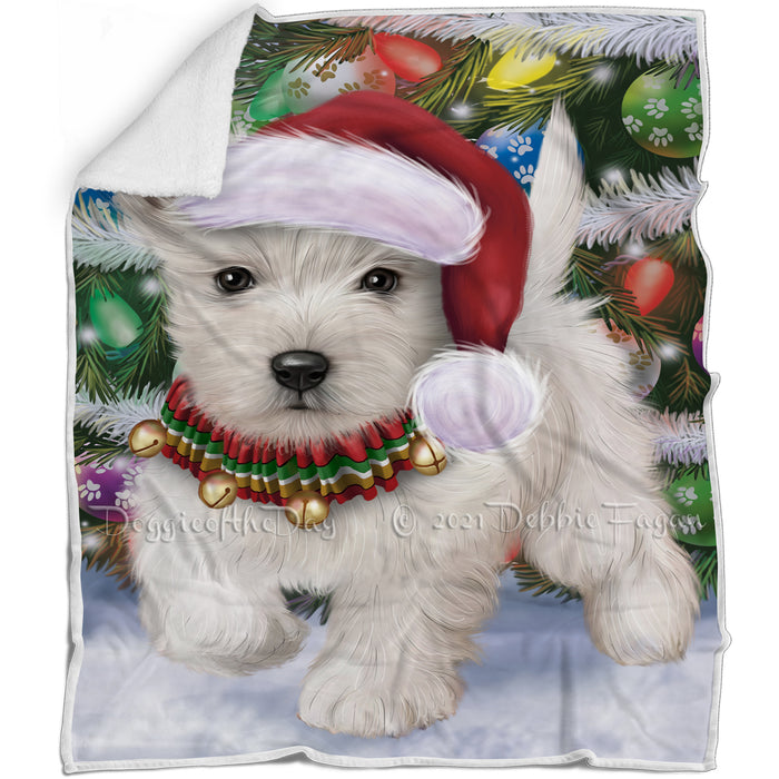 Trotting in the Snow West Highland White Terrier Dog Blanket BLNKT131268