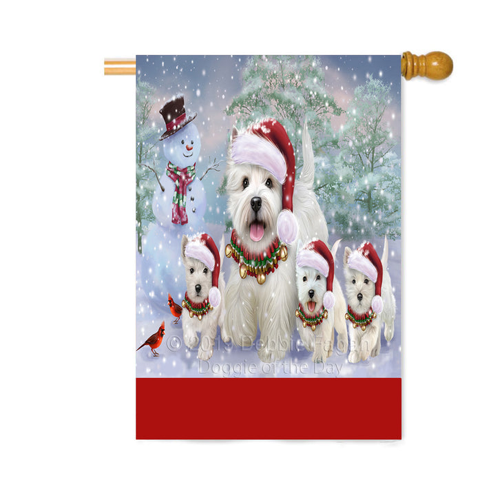 Personalized Christmas Running Family West Highland White Terrier Dogs Custom House Flag FLG-DOTD-A60411