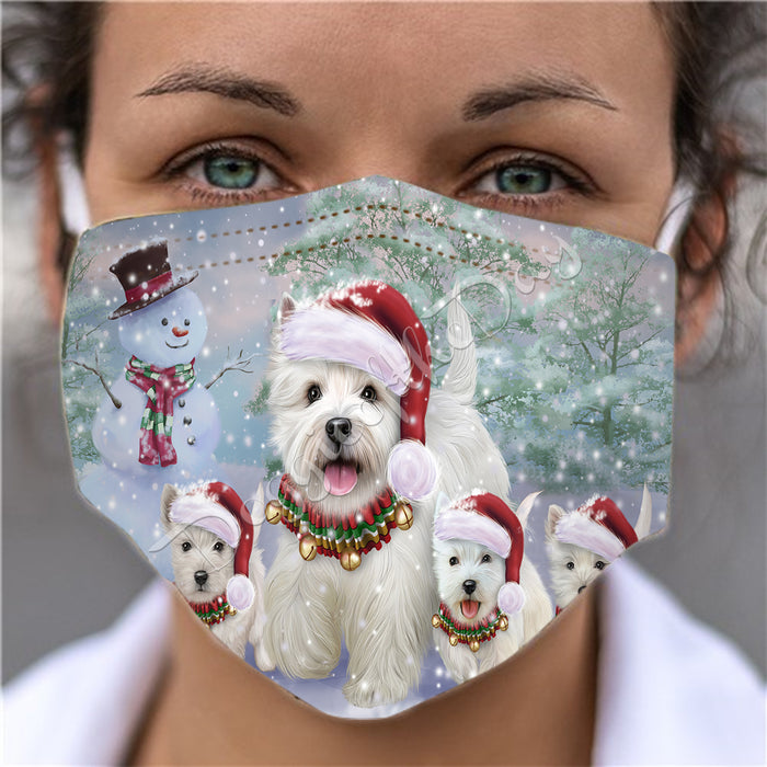 Christmas Running Fammily West Highland Terrier Dogs Face Mask FM48752