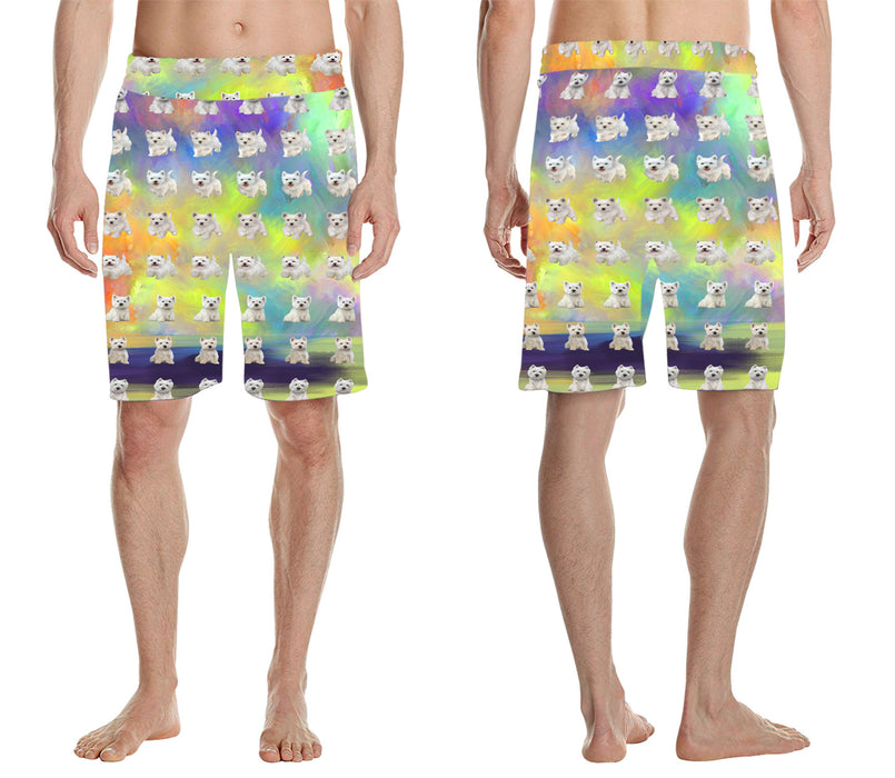 Paradise Wave West Highland White Terrier Dogs All Over Print Men's Casual Shorts