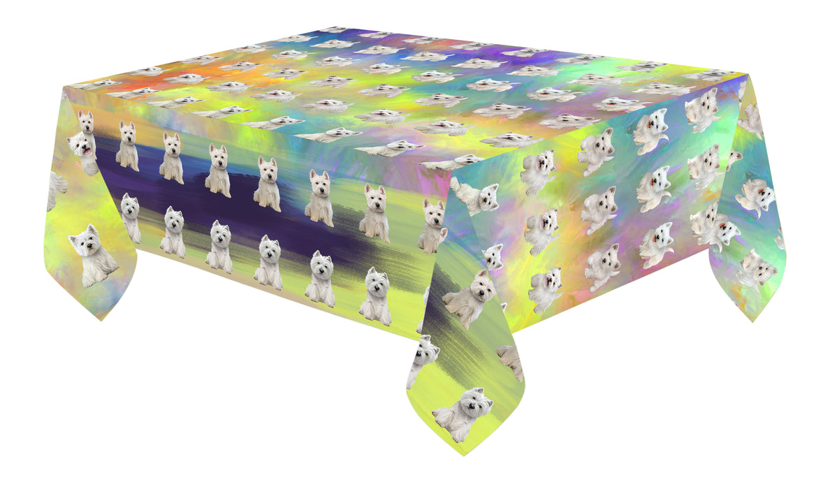 Paradise Wave West Highland White Terrier Dogs Cotton Linen Tablecloth