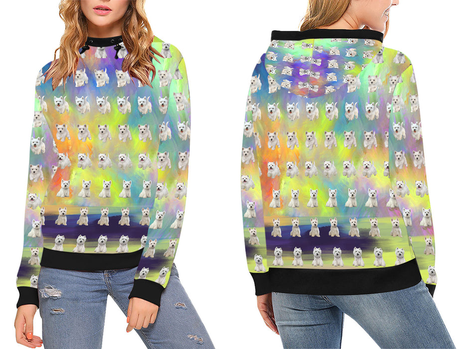 Paradise Wave West Highland White Terrier Dogs High Neck Pullover Women's Hoodie