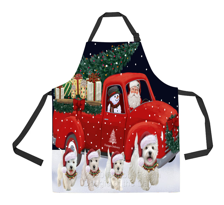 Christmas Express Delivery Red Truck Running West Highland Terrier Dogs Apron Apron-48164