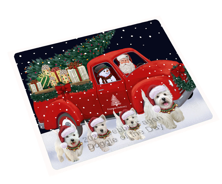 Christmas Express Delivery Red Truck Running West Highland Terrier Dogs Cutting Board - Easy Grip Non-Slip Dishwasher Safe Chopping Board Vegetables C77917