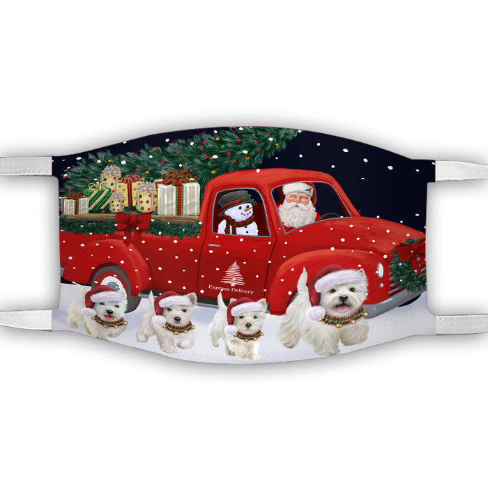 Christmas Express Delivery Red Truck Running West Highland Terrier Dogs Face Mask FM49907