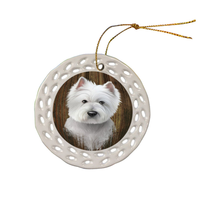 Rustic West Highland White Terrier Dog Ceramic Doily Ornament DPOR50593