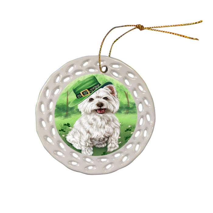 St. Patricks Day Irish Portrait West Highland White Terrier Dog Ceramic Doily Ornament DPOR49428