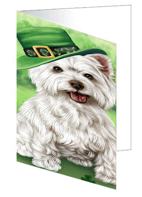 St. Patricks Day Irish Portrait West Highland White Terrier Dog Handmade Artwork Assorted Pets Greeting Cards and Note Cards with Envelopes for All Occasions and Holiday Seasons GCD52313