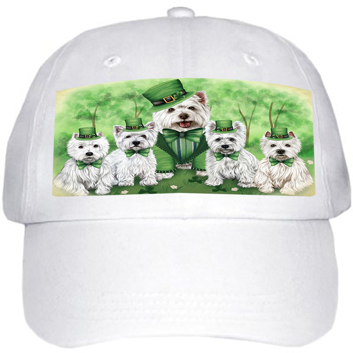 St. Patricks Day Irish Family Portrait West Highland White Terriers Dog Ball Hat Cap HAT52020