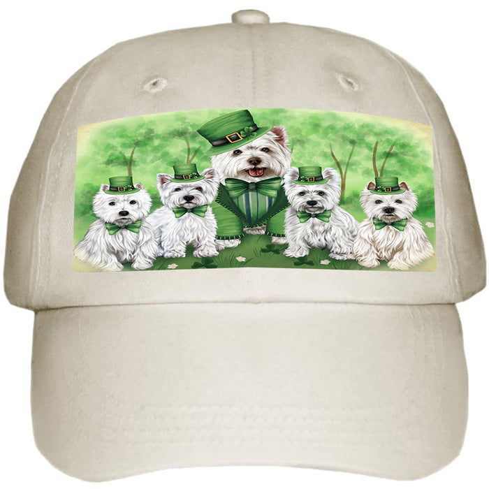St. Patricks Day Irish Family Portrait West Highland White Terriers Dog Ball Hat Cap HAT52020