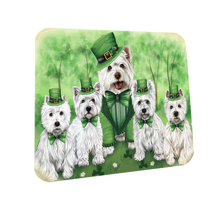 St. Patricks Day Irish Family Portrait West Highland White Terriers Dog Coasters Set of 4 CST49388