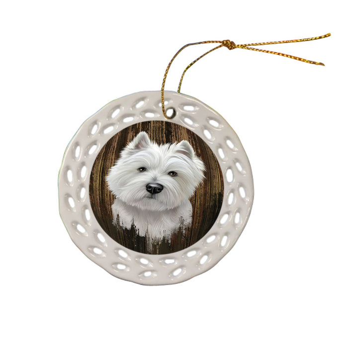 Rustic West Highland White Terrier Dog Ceramic Doily Ornament DPOR50594