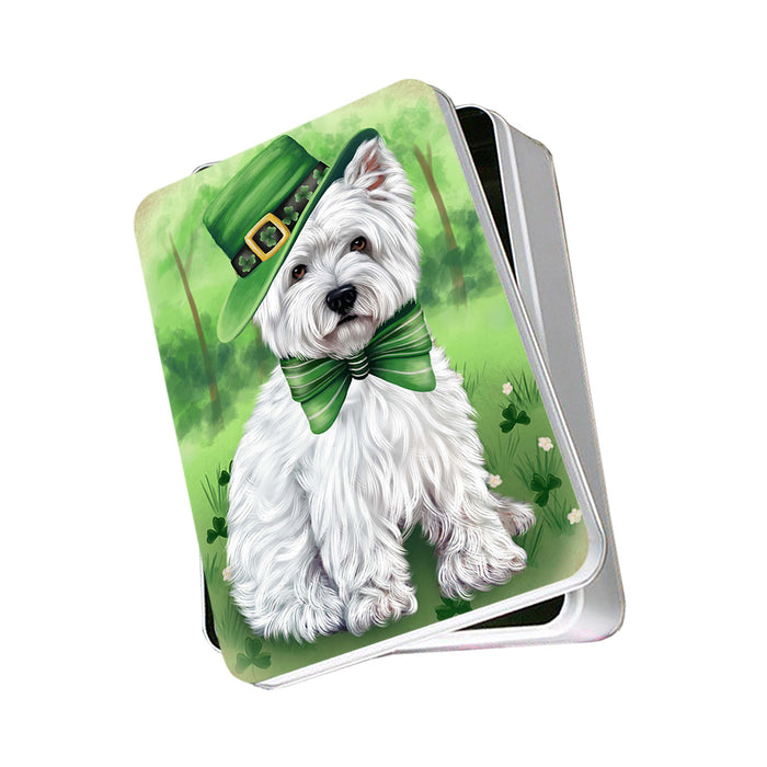 St. Patricks Day Irish Portrait West Highland White Terrier Dog Photo Storage Tin PITN49430