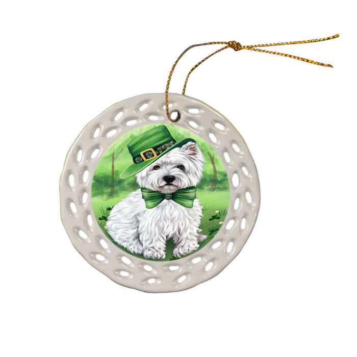 St. Patricks Day Irish Portrait West Highland White Terrier Dog Ceramic Doily Ornament DPOR49430