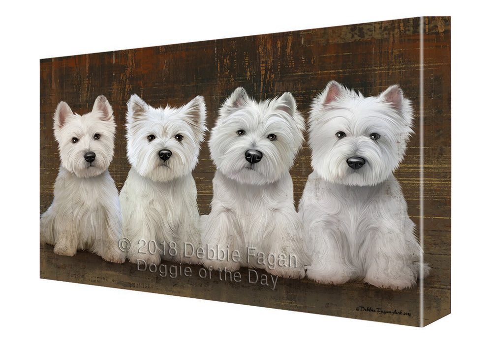 Rustic 4 West Highland White Terriers Dog Canvas Wall Art CVS50475