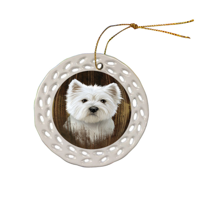 Rustic West Highland White Terrier Dog Ceramic Doily Ornament DPOR50596