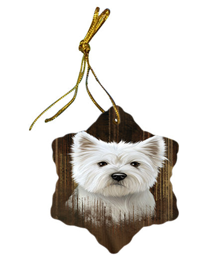 Rustic West Highland White Terrier Dog Star Porcelain Ornament SPOR50588