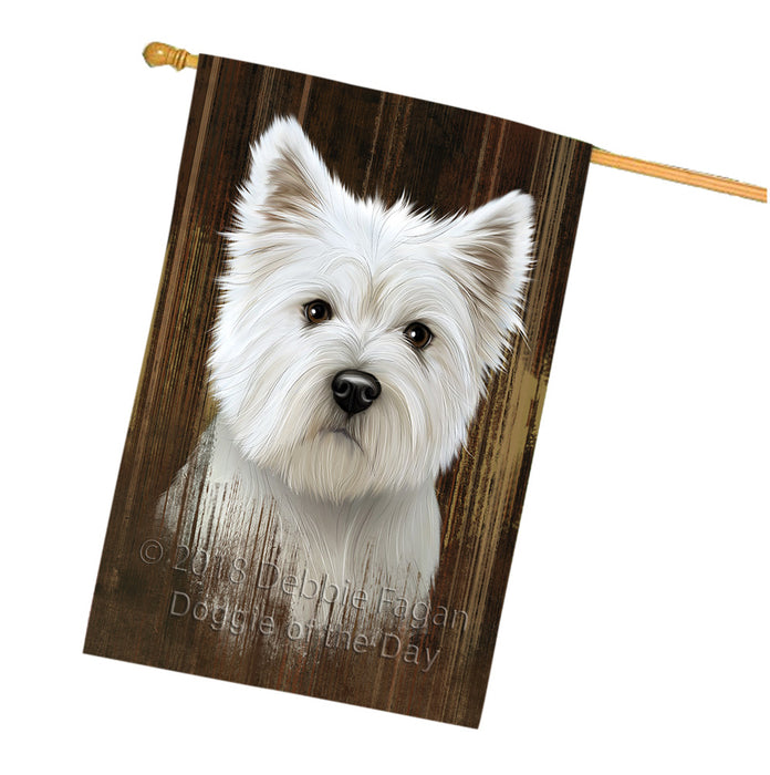 Rustic West Highland White Terrier Dog House Flag FLG50625