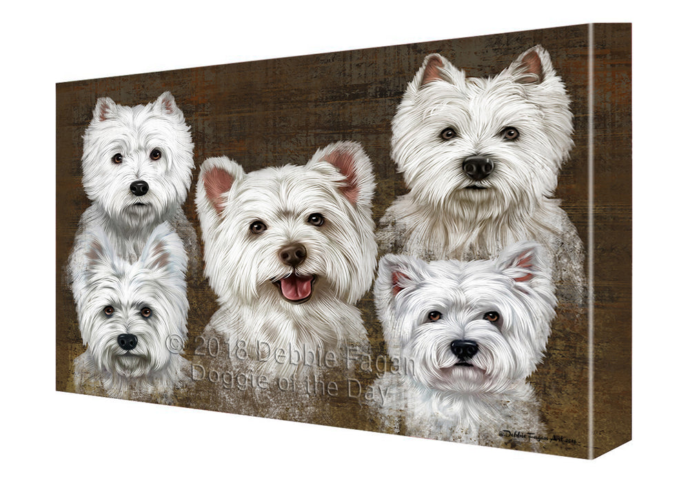 Rustic 5 West Highland White Terriers Dog Canvas Wall Art CVS50484