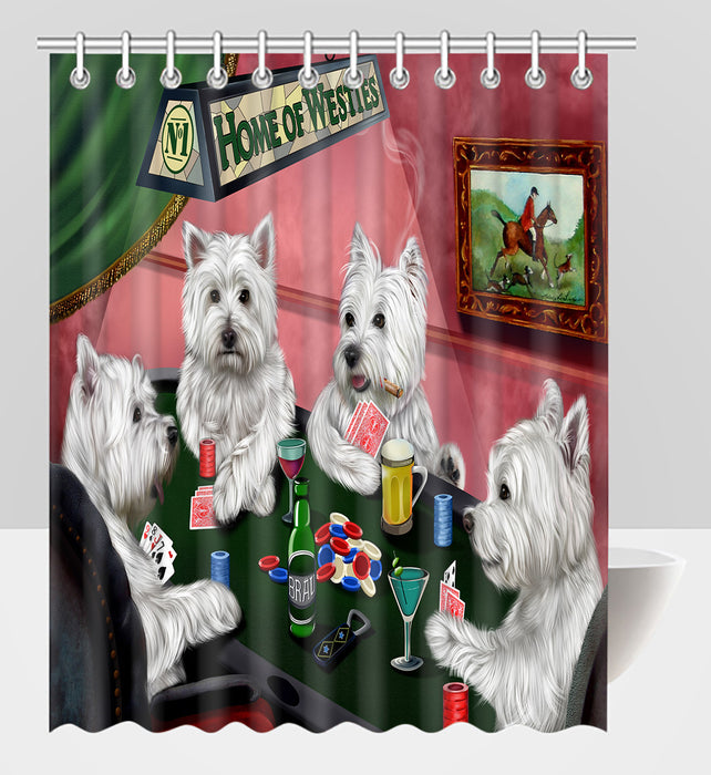 Home of  West Highland White Terrier Dogs Playing Poker Shower Curtain