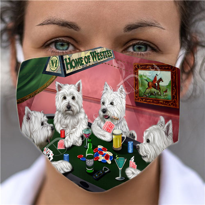 Home of West Highland White Terrier Dogs Playing Poker Face Mask FM49830
