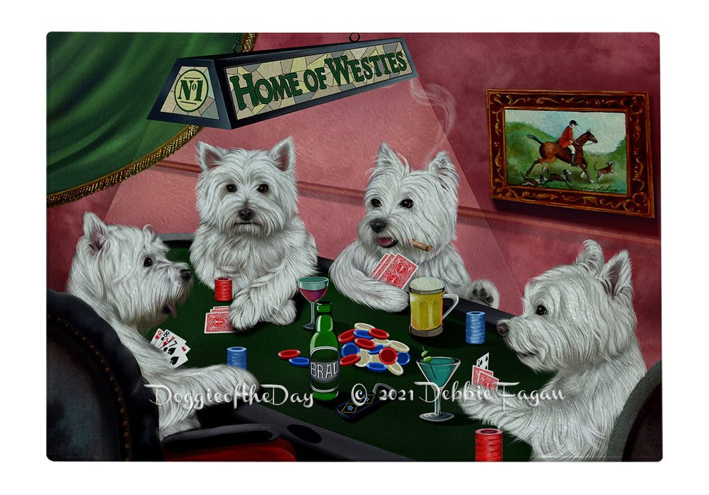 Home of West Highland White Terrier Dogs Playing Poker Cutting Board - Easy Grip Non-Slip Dishwasher Safe Chopping Board Vegetables C79195