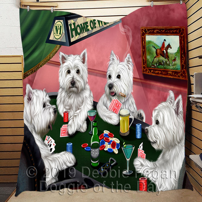 Home of  West Highland White Terrier Dogs Playing Poker Quilt
