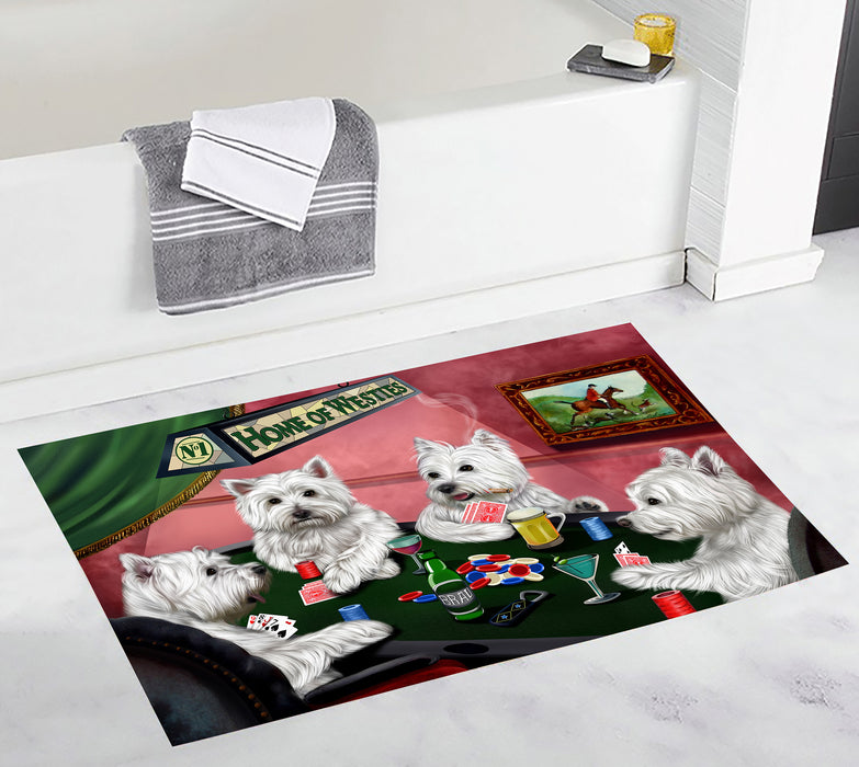 Home of  West Highland White Terrier Dogs Playing Poker Bath Mat