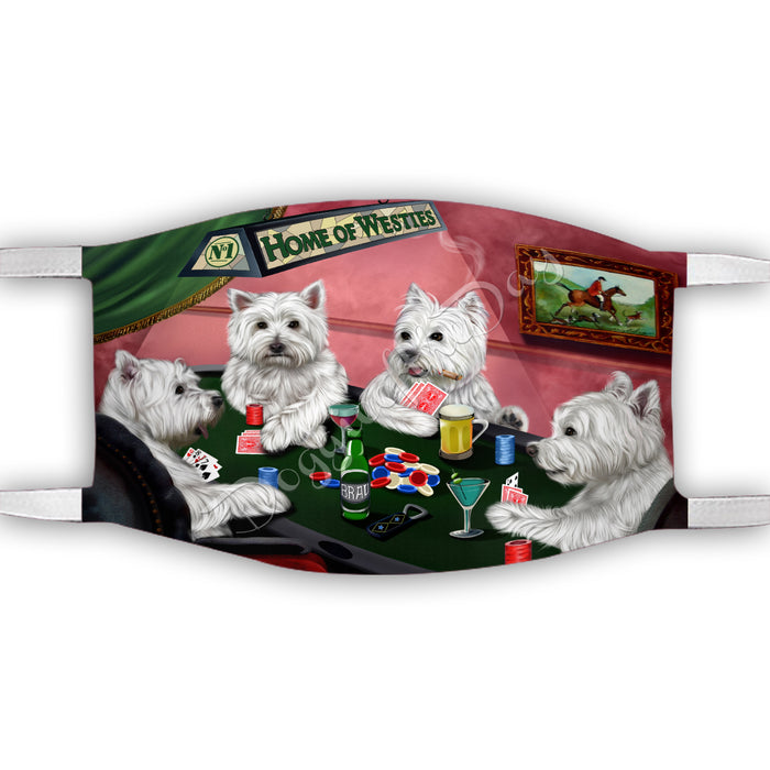 Home of West Highland White Terrier Dogs Playing Poker Face Mask FM49830