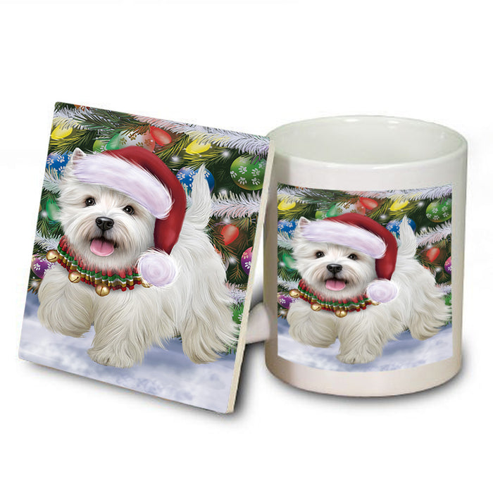 Trotting in the Snow West Highland White Terrier Dog Mug and Coaster Set MUC56669
