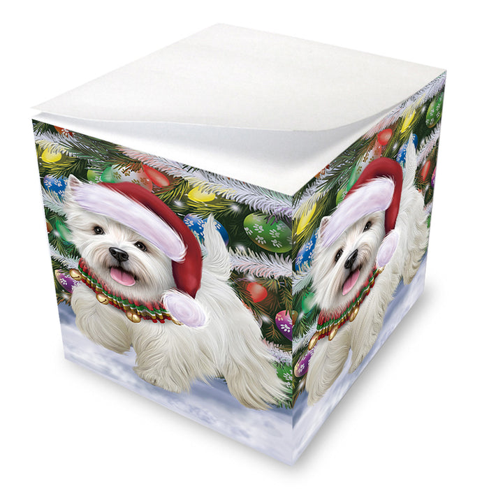 Trotting in the Snow West Highland White Terrier Dog Note Cube NOC54943