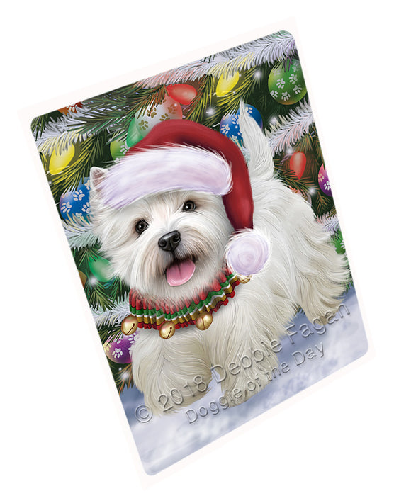 Trotting in the Snow West Highland White Terrier Dog Cutting Board C75750
