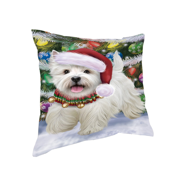 Trotting in the Snow West Highland White Terrier Dog Pillow PIL81000