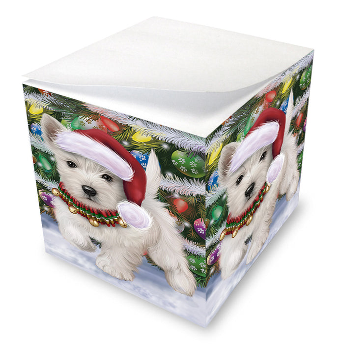 Trotting in the Snow West Highland White Terrier Dog Note Cube NOC54944