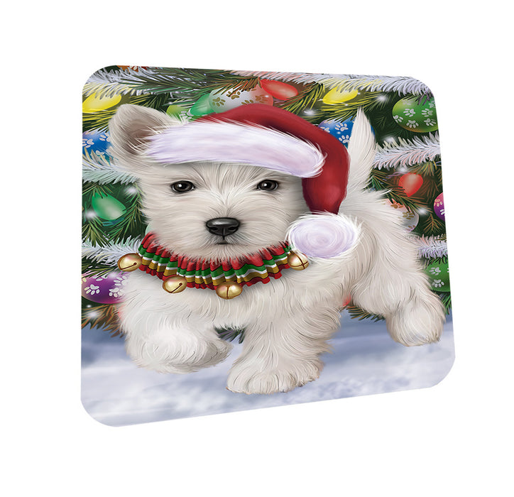 Trotting in the Snow West Highland White Terrier Dog Coasters Set of 4 CST56636