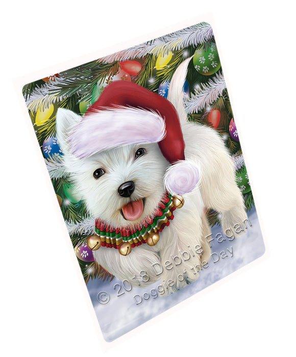 Trotting in the Snow West Highland White Terrier Dog Large Refrigerator / Dishwasher Magnet RMAG102342