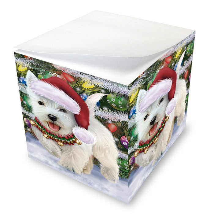 Trotting in the Snow West Highland White Terrier Dog Note Cube NOC54945