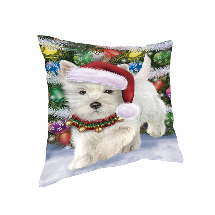 Trotting in the Snow West Highland White Terrier Dog Pillow PIL81012