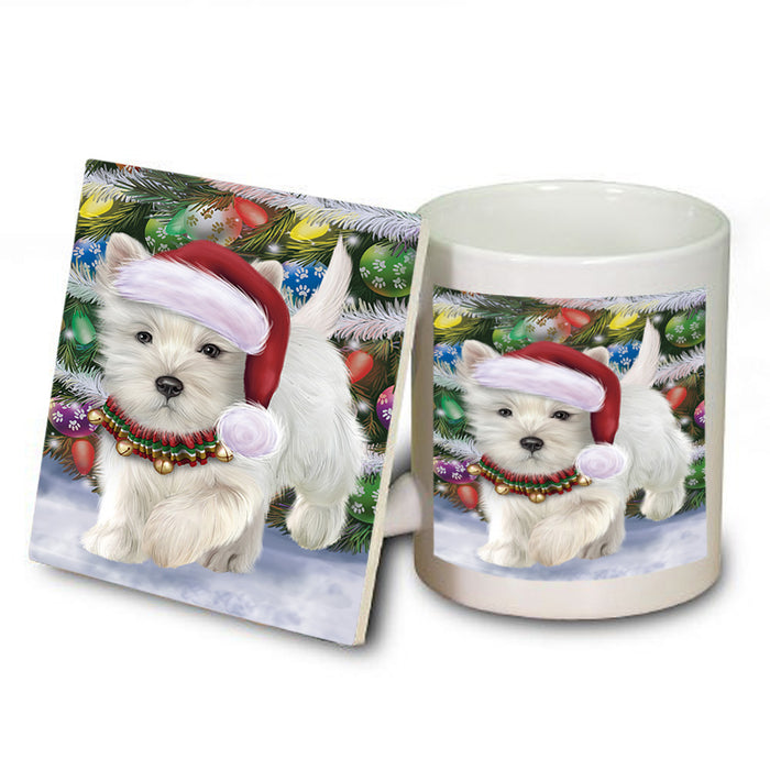 Trotting in the Snow West Highland White Terrier Dog Mug and Coaster Set MUC56672